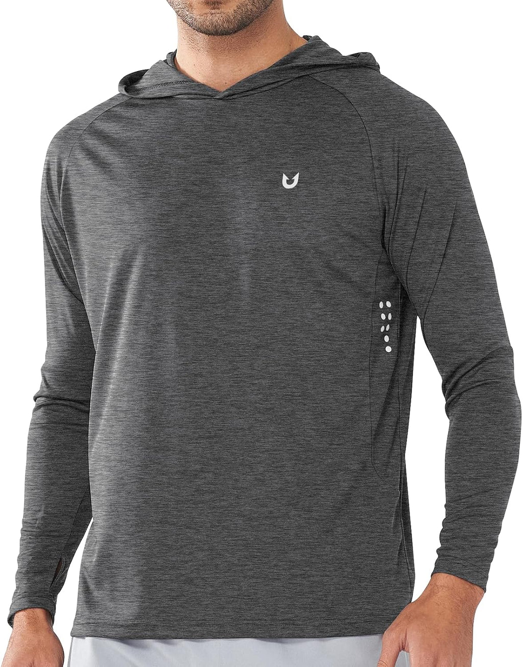 Men's UPF 50+ Sun Hoodie - Long Sleeve Rash Guard Swim Shirt with Four Way Stretch for Fishing and Hiking - Small