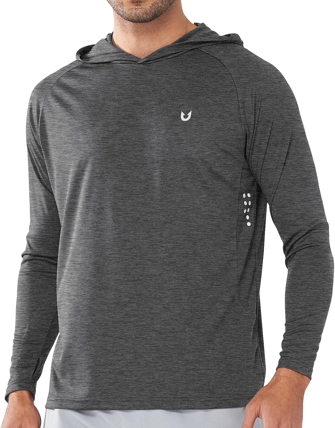 Men's UPF 50+ Sun Hoodie - Long Sleeve Rash Guard Swim Shirt with Four Way Stretch for Fishing and Hiking - Small