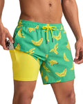 Men's Quick Dry Swim Trunks - 5 Inch Inseam with Built-In Compression Liner for Beach and Pool Days - Banana (2)