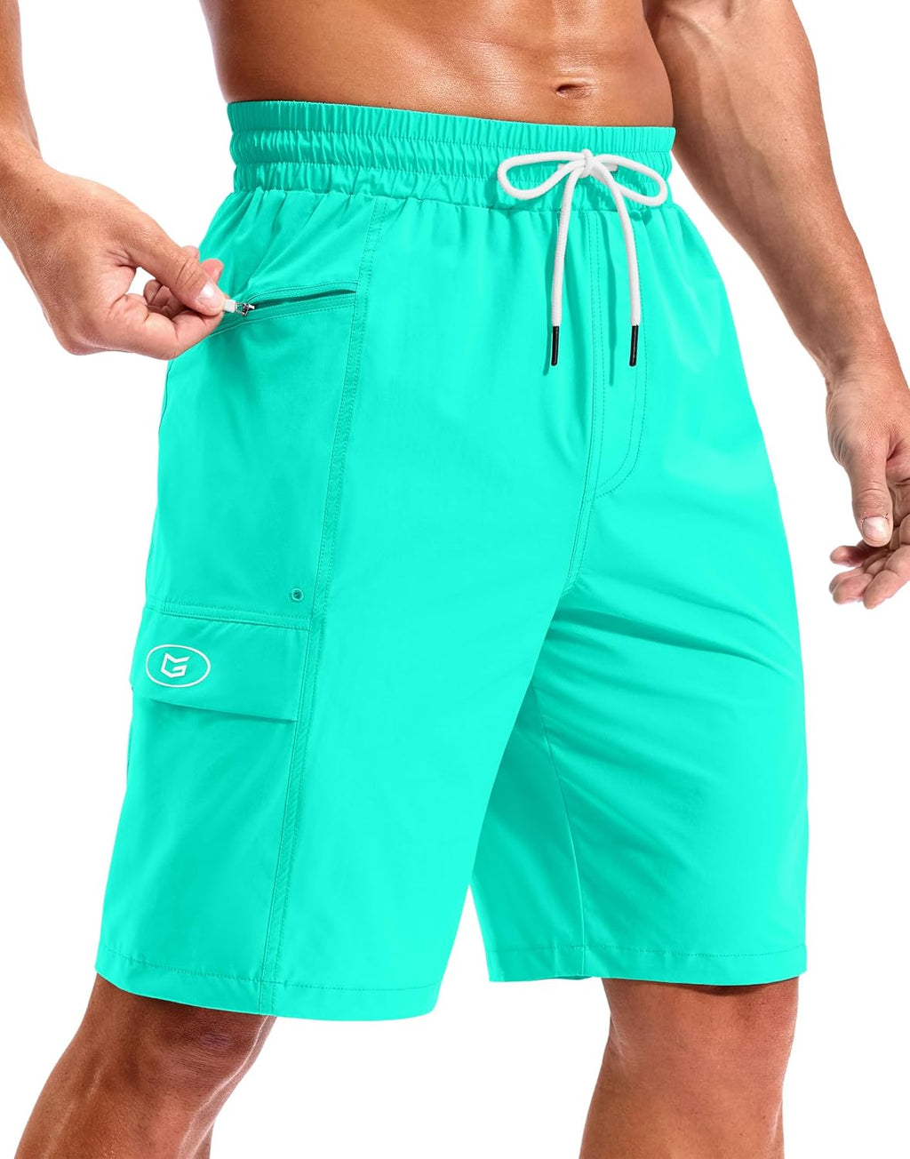 Men's 9 Inch Board Shorts - Quick Dry Swim Trunks with Zipper Pockets and No Mesh Liner for Surf Days - Black (6)