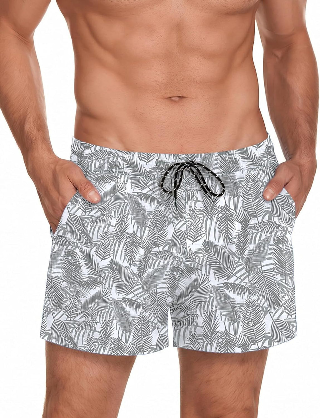 Men's 3 Inch Swim Trunks - Four Way Stretch Board Shorts with Mesh Lining and Two Side Pockets - Large (26)