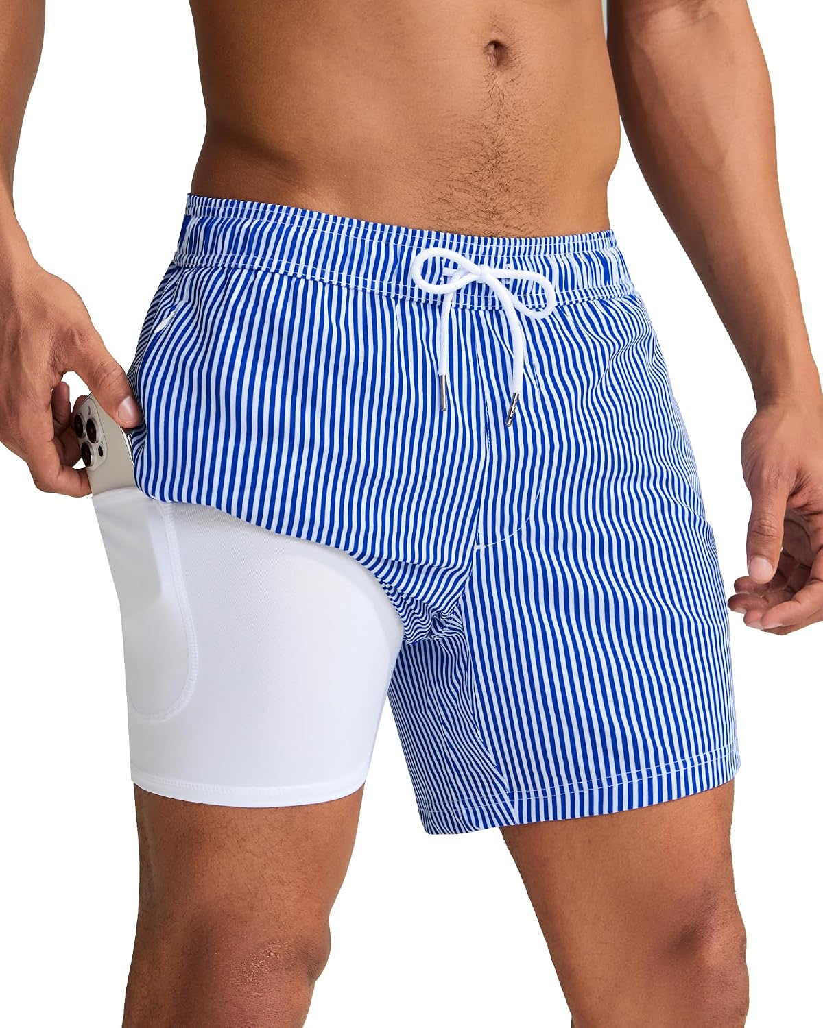 Men's Quick Dry Swim Trunks - 5 Inch Inseam with Built-In Compression Liner for Beach and Pool Days - Black-colorful Din