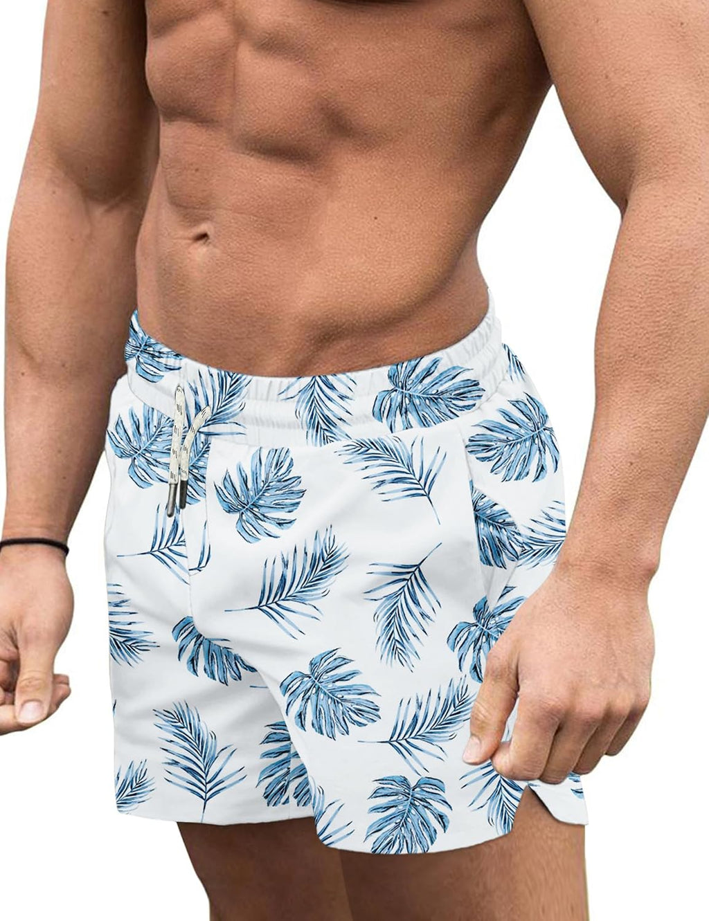 Men's 3 Inch Swim Trunks - Four Way Stretch Board Shorts with Mesh Lining and Two Side Pockets - Medium