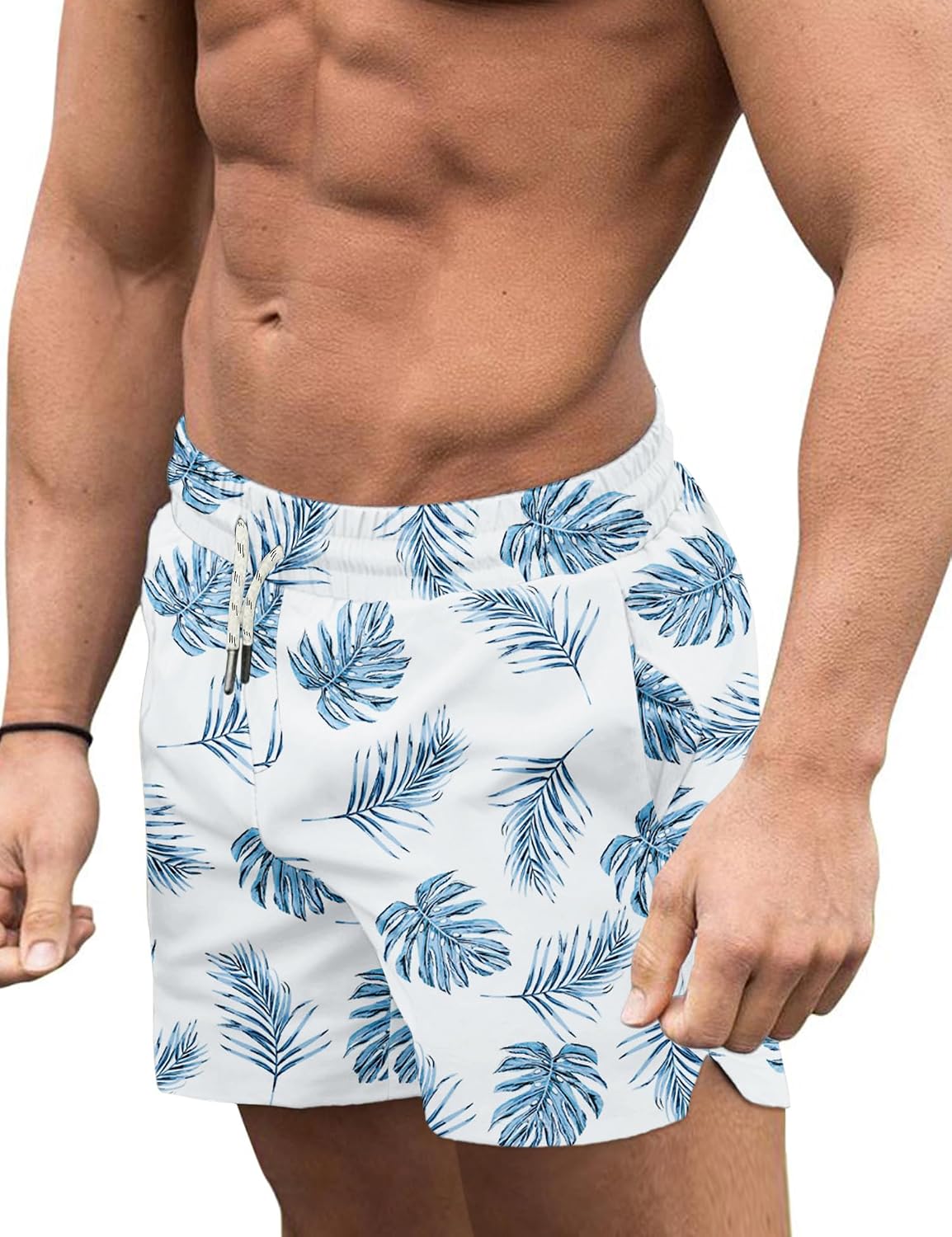 Men's 3 Inch Swim Trunks - Four Way Stretch Board Shorts with Mesh Lining and Two Side Pockets - Medium