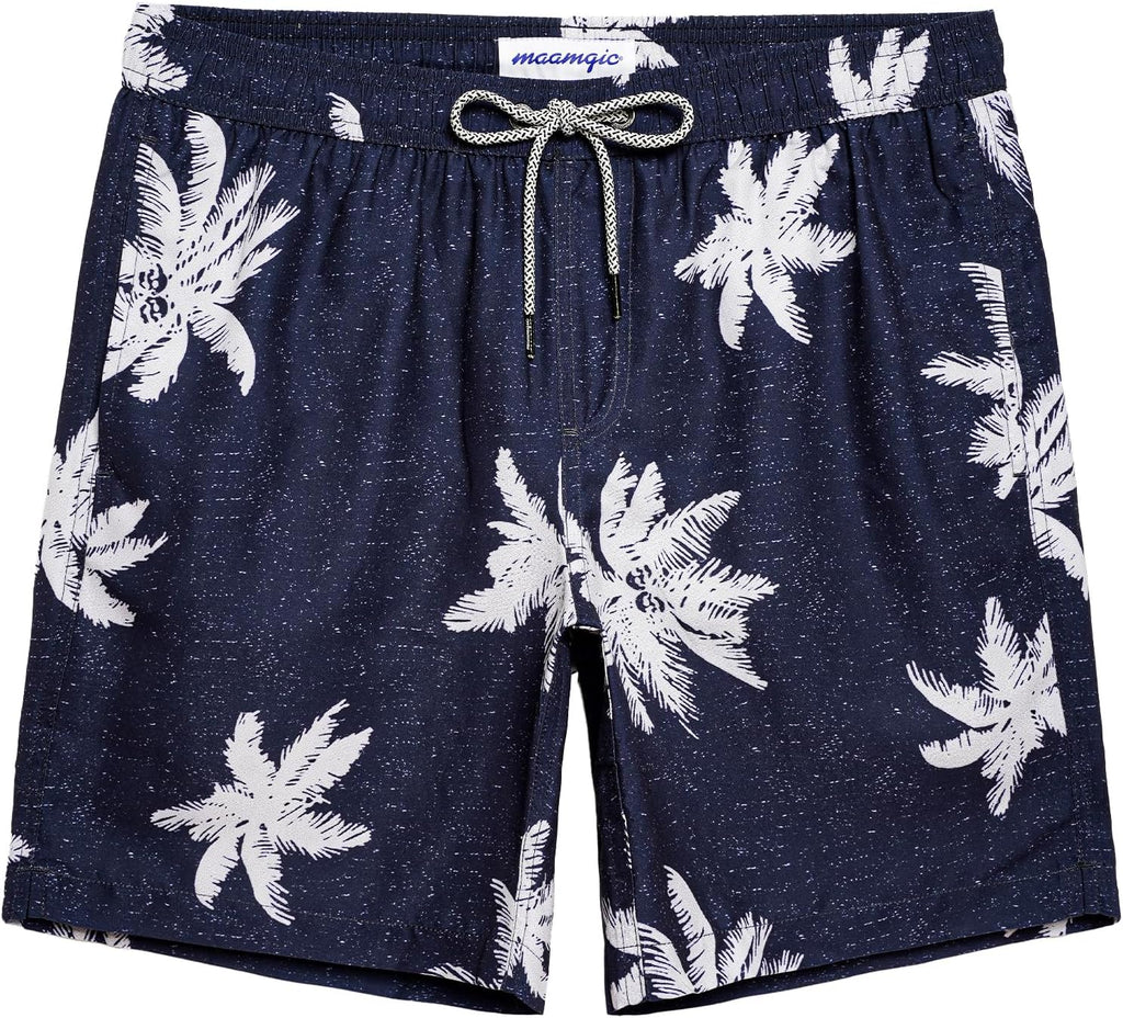 Men's 7 Inch Swim Trunks - Mesh Lined Beach Shorts with Side Pockets and Adjustable Drawstring Waist - Large (28)