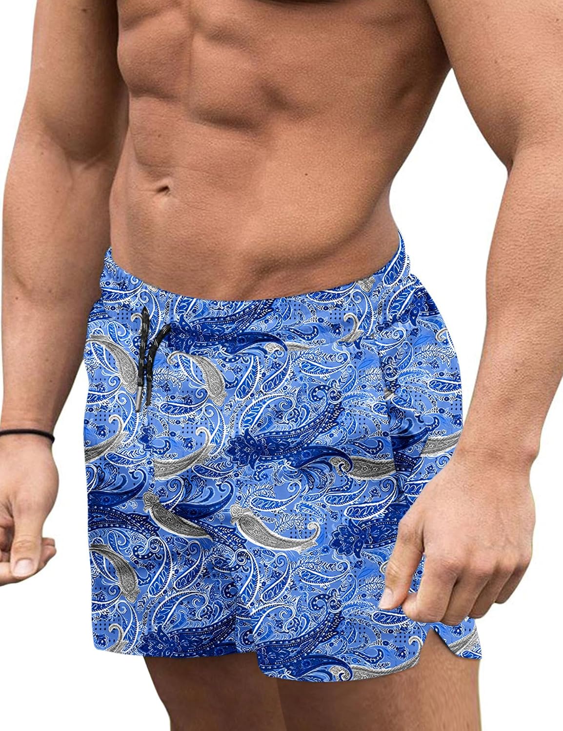 Men's 3 Inch Swim Trunks - Four Way Stretch Board Shorts with Mesh Lining and Two Side Pockets - XX-Large