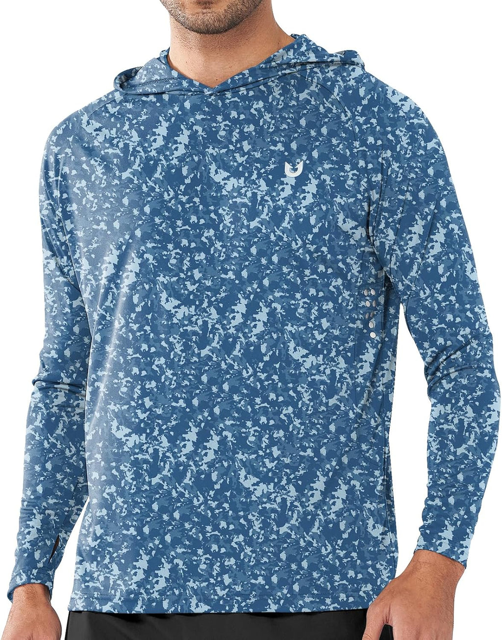 Men's UPF 50+ Sun Hoodie - Long Sleeve Rash Guard Swim Shirt with Four Way Stretch for Fishing and Hiking - Large (32)