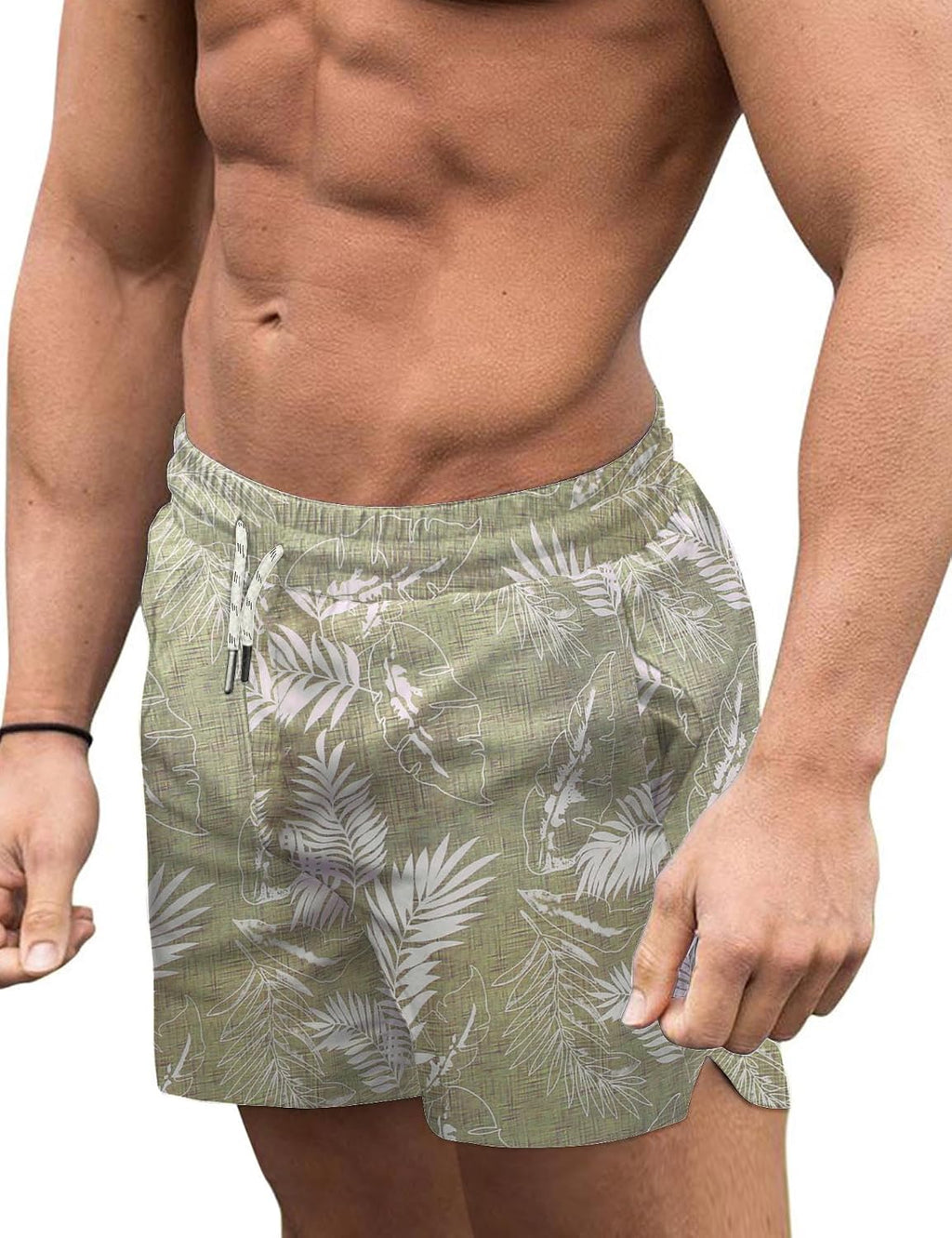 Men's 3 Inch Swim Trunks - Four Way Stretch Board Shorts with Mesh Lining and Two Side Pockets - Small