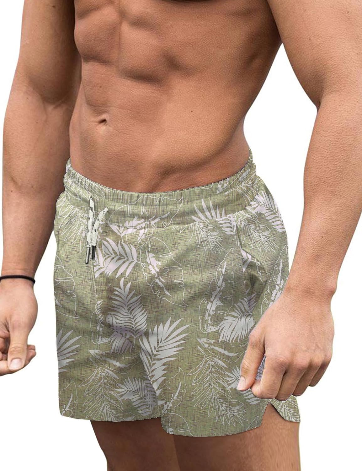 Men's 3 Inch Swim Trunks - Four Way Stretch Board Shorts with Mesh Lining and Two Side Pockets - Small