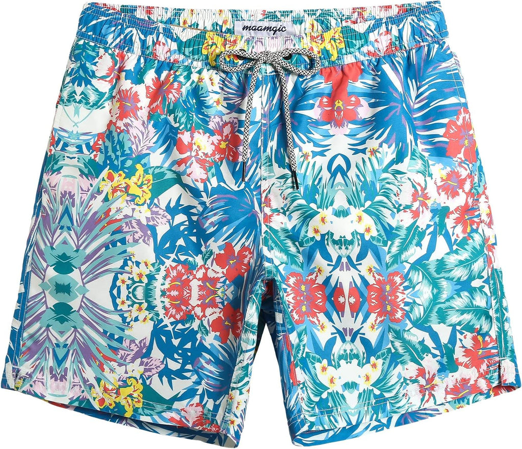 Men's 7 Inch Swim Trunks - Mesh Lined Beach Shorts with Side Pockets and Adjustable Drawstring Waist - Medium (63)