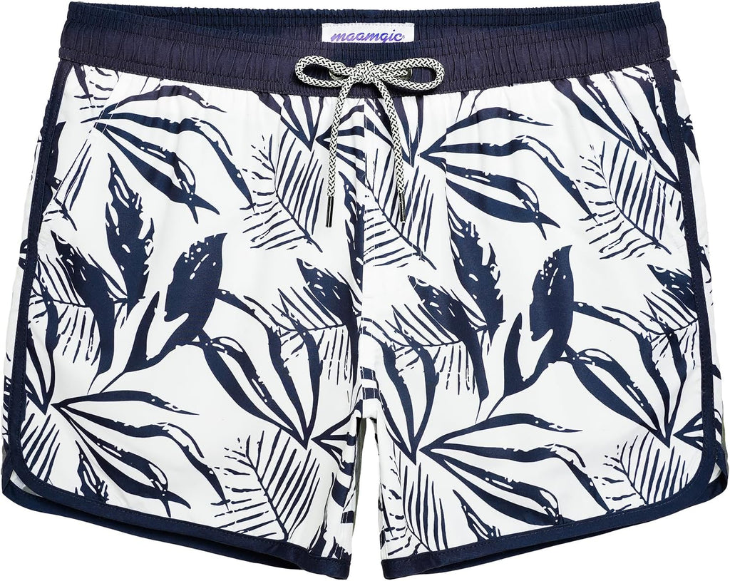 Men's Retro Swim Trunks - 80s and 90s Vintage Print Board Shorts with Mesh Lining and Quick Dry Fabric - Small