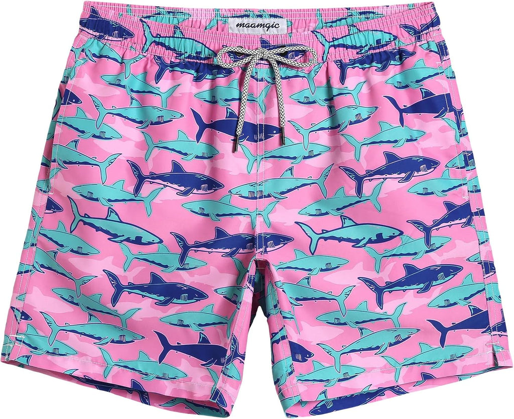 Men's 7 Inch Swim Trunks - Mesh Lined Beach Shorts with Side Pockets and Adjustable Drawstring Waist - Small (60)