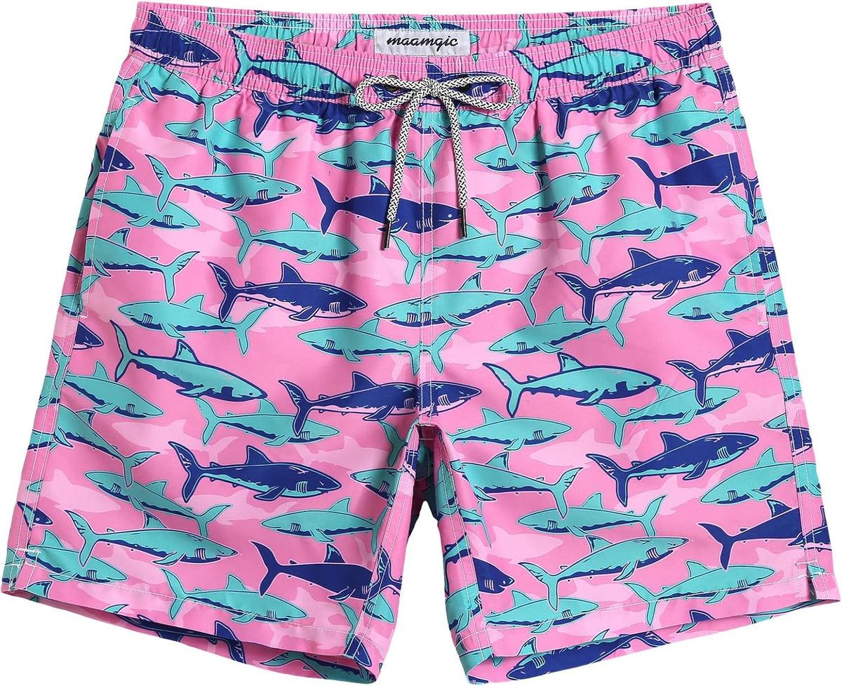 Men's 7 Inch Swim Trunks - Mesh Lined Beach Shorts with Side Pockets and Adjustable Drawstring Waist - Small (60)