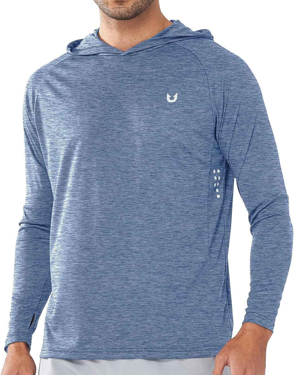 Men's UPF 50+ Sun Hoodie - Long Sleeve Rash Guard Swim Shirt with Four Way Stretch for Fishing and Hiking - Small