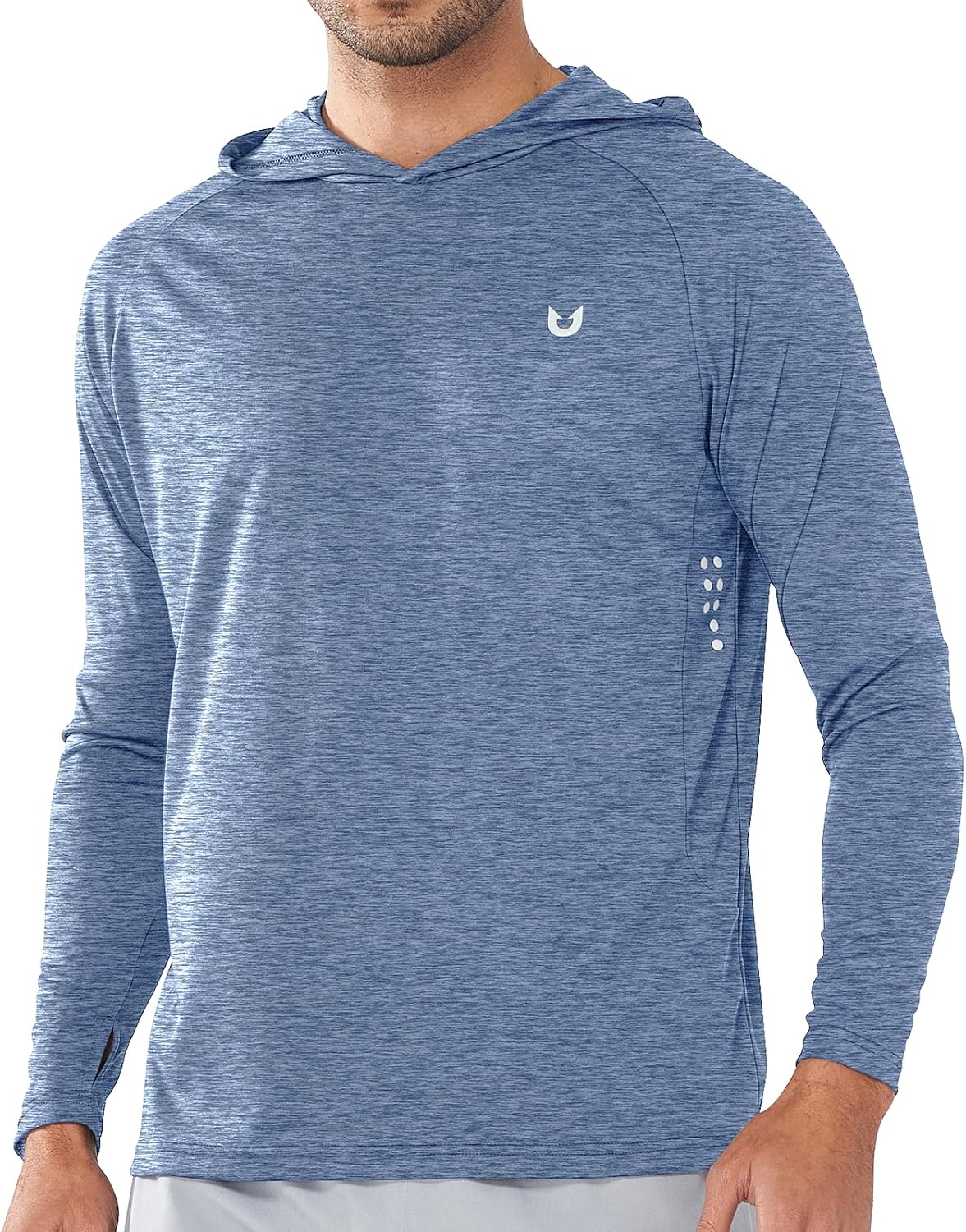 Men's UPF 50+ Sun Hoodie - Long Sleeve Rash Guard Swim Shirt with Four Way Stretch for Fishing and Hiking - Small