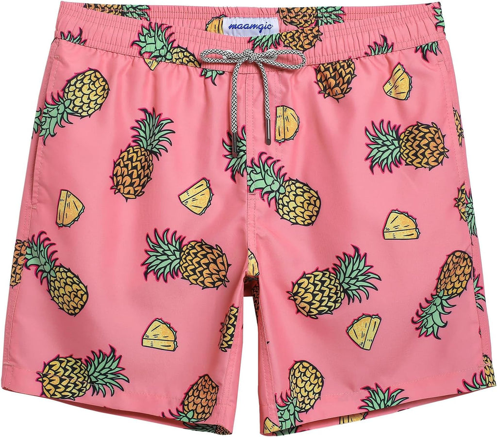 Men's 7 Inch Swim Trunks - Mesh Lined Beach Shorts with Side Pockets and Adjustable Drawstring Waist - Large (14)