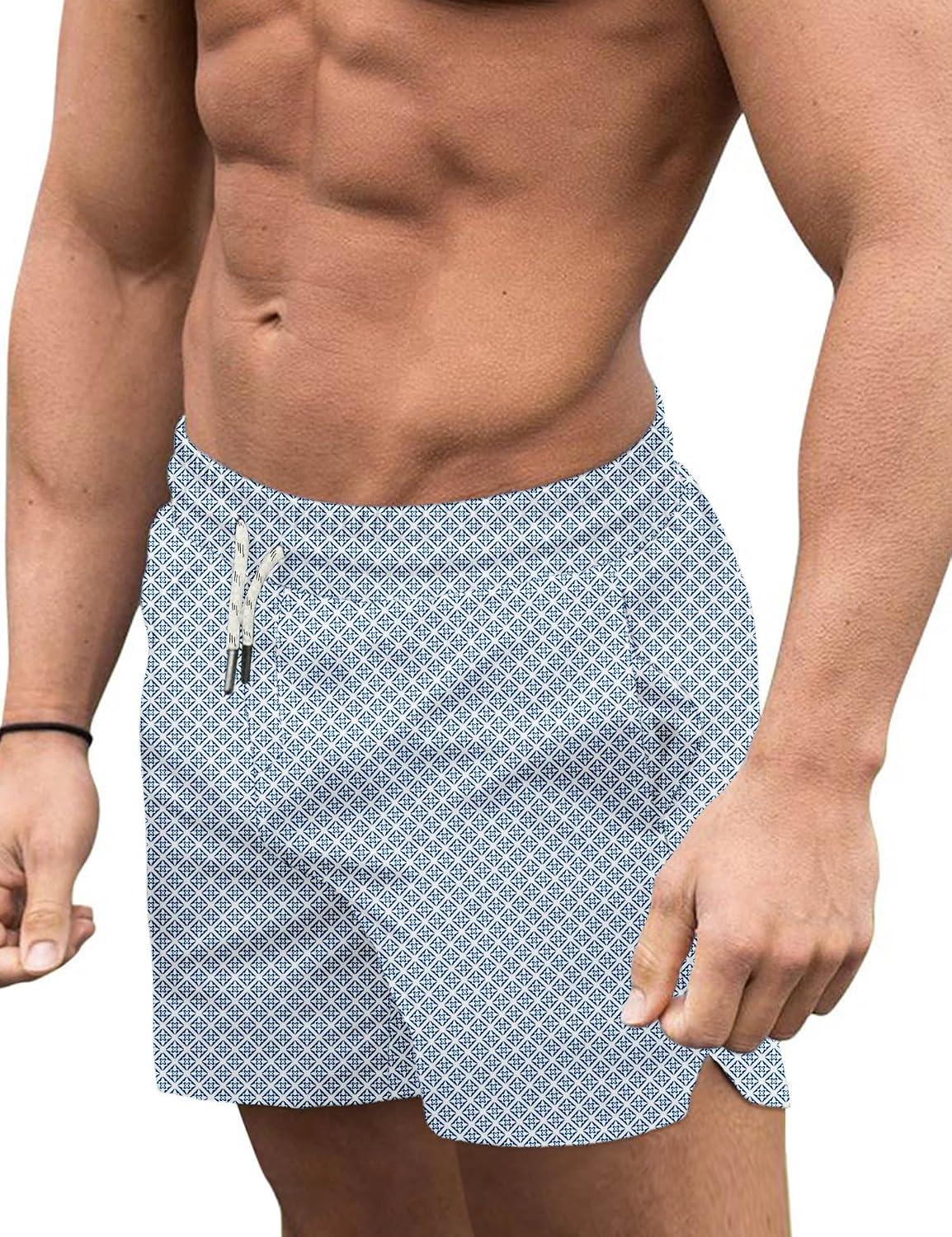 Men's 3 Inch Swim Trunks - Four Way Stretch Board Shorts with Mesh Lining and Two Side Pockets - XX-Large