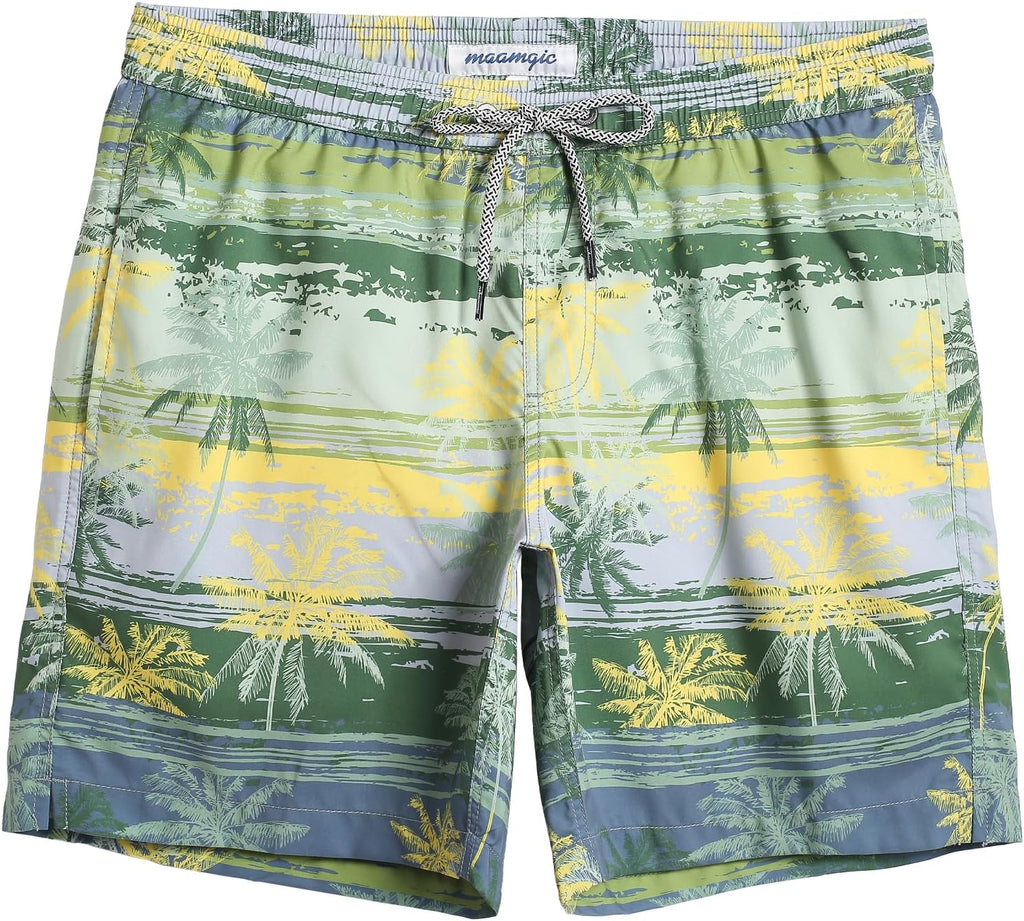 Men's 7 Inch Swim Trunks - Mesh Lined Beach Shorts with Side Pockets and Adjustable Drawstring Waist - Large (31)