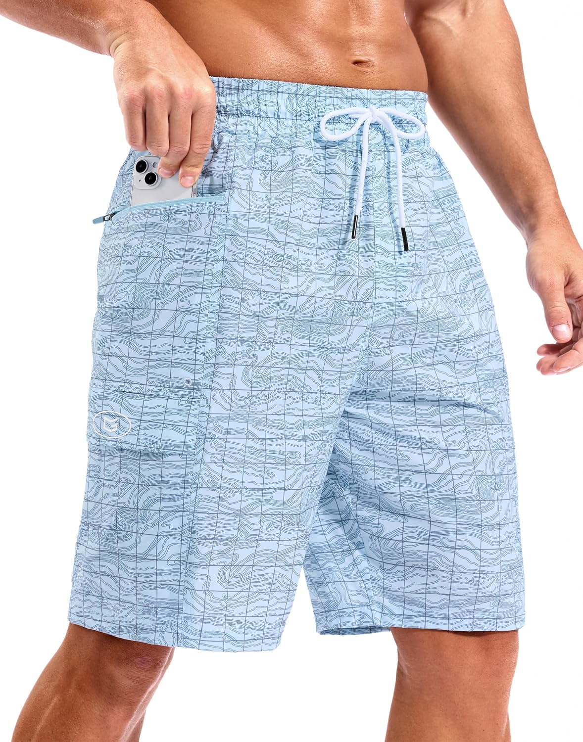Men's 9 Inch Board Shorts - Quick Dry Swim Trunks with Zipper Pockets and No Mesh Liner for Surf Days - Black