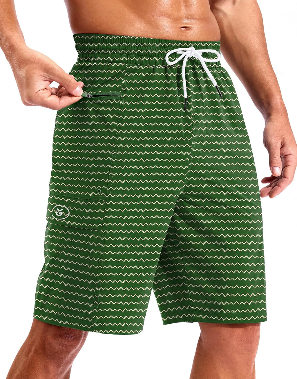 Men's 9 Inch Board Shorts - Quick Dry Swim Trunks with Zipper Pockets and No Mesh Liner for Surf Days - Blue (14)